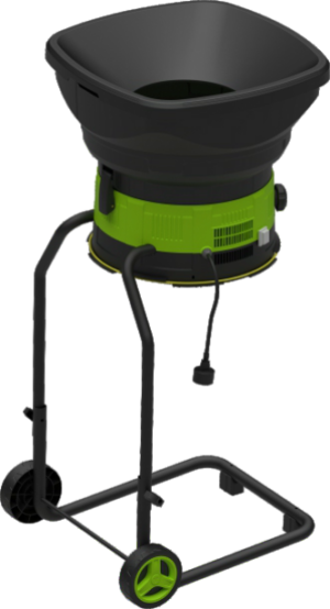 Electric leaf mulcher on wheeled stand